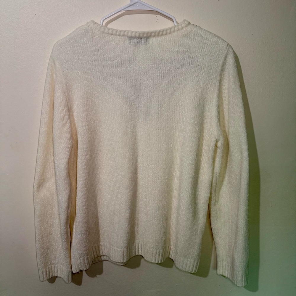 Vintage Alfred Dunner Ivory Floral Embroidered Sweater, Size Small - Picture 2 of 4